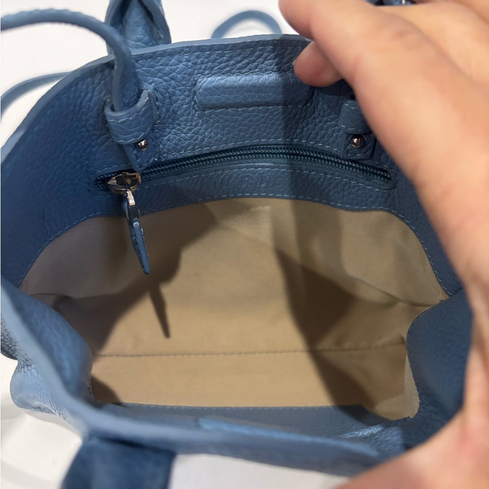 Akris Ai Mini Blue Pebbled Leather Top Handle Crossbody Bag Swiss Luxury - Picture 9 of 11